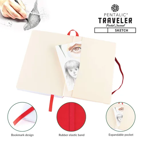 Vista 4 de Cuaderno de bocetos Travelers Dot Grid Pentalic Art, libre de ácidos