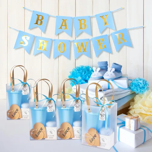 Vista 5 de 56 premios de baby shower para ganadores de juegos, regalos de baby shower, incluyendo vaso de plástico, cuaderno, velas perfumadas, bolígrafos Azul