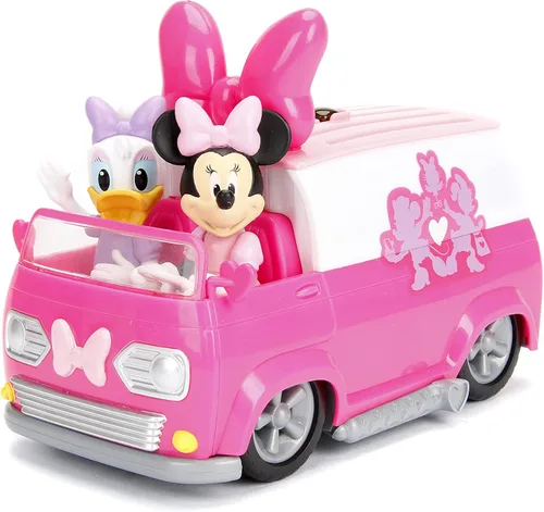 Vista 5 de Jada Juguetes Disney Junior Minnie Mouse Happy Helper's Van RC/Radio Control Vehículo de juguete, rosa/blanco