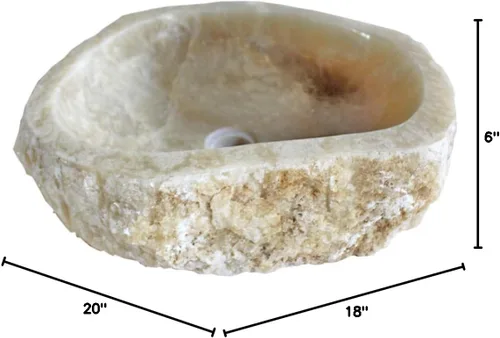 Vista 9 de Eden Bath Jurassic Onyx - Fregadero de forma variable, lavabo de piedra pulida con exterior natural