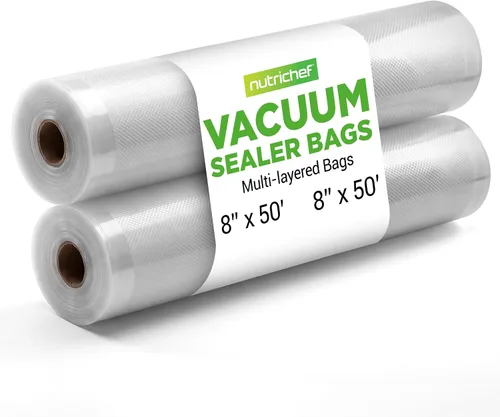Vista 9 de NutriChef Bolsas selladoras al vacío de 11 x 50 rollos, paquete de 2 unidades para guardar alimentos, sellar una comida, NutriChef, Weston. Grado