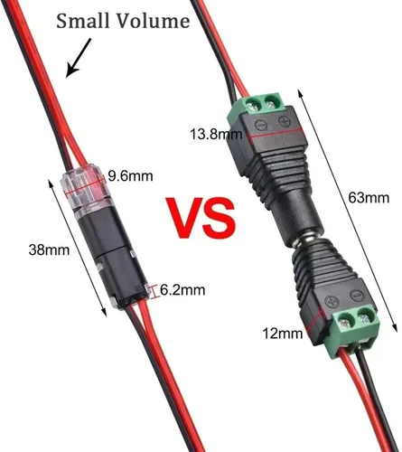 Vista 5 de Conectores de cable, conector de enchufe de doble cable, conector de cable de bajo voltaje, conectores eléctricos de tira de luz LED de 2 pines, sin