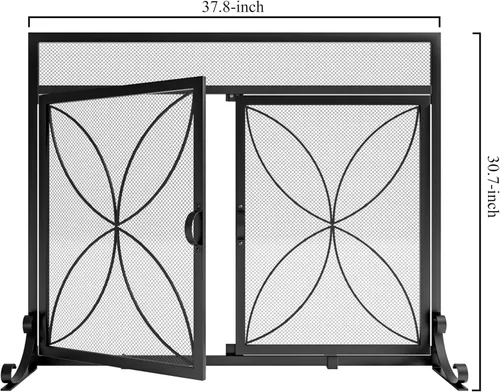 Vista 3 de Fire Beauty Pantalla de chimenea con puertas magnéticas, pantalla de metal grande para el hogar, protector de chispas, incendios de horno de metal