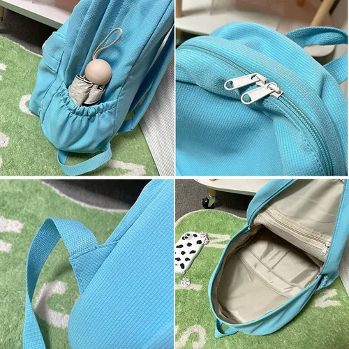 Vista 4 de Eagerrich Mochila Estética Mochila Bonita Útiles Escolares Bolsa para Laptop para Adolescentes Niñas Mujeres Estudiantes Color Sólido, Beige