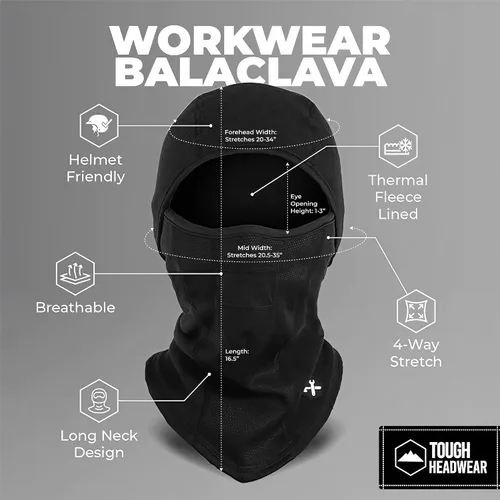 Vista 3 de Tough Headwear Máscara de esquí para mujeres y hombres – Pasamontañas – Cubierta térmica de invierno Shiesty – Equipo de clima frío para esquí