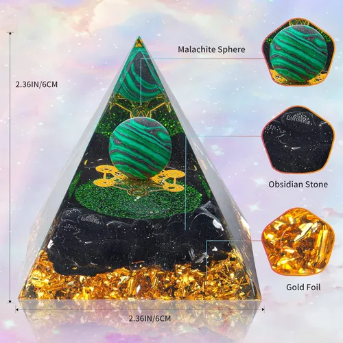 Vista 4 de Orgone Pyramid Crystal Healing Stone Energy Generator Healing Crystals Chakra Crystal Healing Meditation Crystal Sphere Orgonite Crystal Pyramid