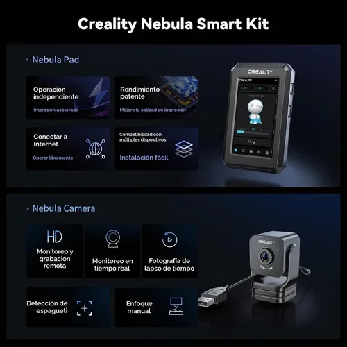 Vista 3 de Kit Inteligente Creality Nebula, Plataforma de Impresión de Alta Velocidad con Cámara 3D Nebula, Pantalla Táctil de 4.3 Pulgadas, Monitoreo Remoto