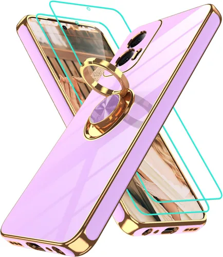 Vista 304 de Funda para Motorola Moto G 5G 2024: Funda Moto G Play 5G 2024 con 2 piezas de protectores de pantalla, soporte de anillo de rotación de 360°