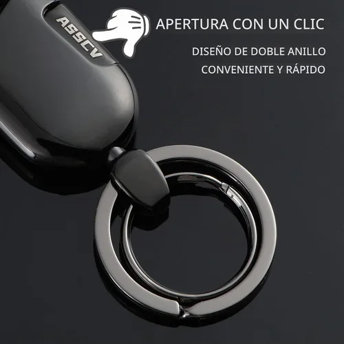 Vista 4 de Llaveros de coche, llaveros resistentes, accesorio para llaves de coche para hombres y mujeres, con elegante caja de metal Negro