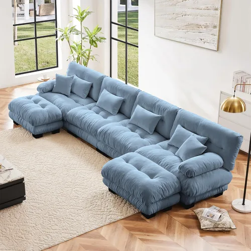 Vista 104 de Otomana beige para sofá modular modular, sofá individual, asiento otomano para sofá modular convertible, sofás de terciopelo para sala de estar