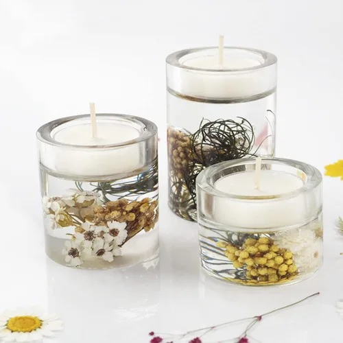 Vista 4 de Portavelas de resina, juego de 3 moldes cilíndricos de silicona para candelabro epoxi para resina epoxi DIY portavelas de cristal, decoración