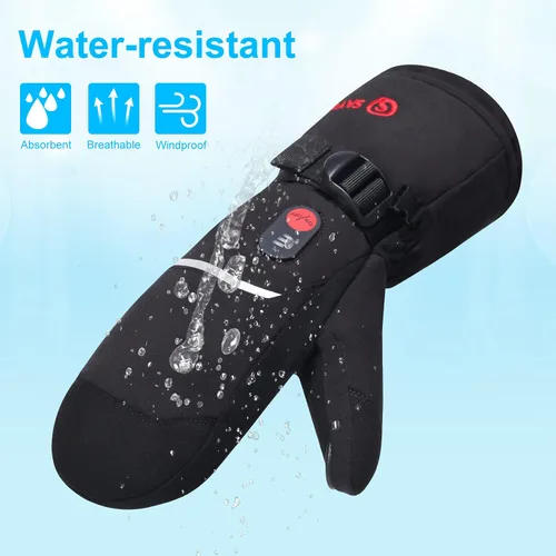 Vista 3 de Guantes de esquí con calefacción, manoplas con calefacción para hombres y mujeres, guantes de batería recargable de 7.4V para esquí y senderismo