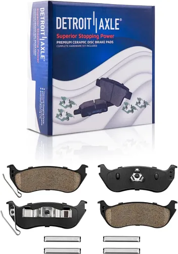 Vista 81 de Detroit Axle - Pastillas de freno para Ford F-150 99-03, 02 Lincoln Blackwood, Pastillas de freno de cerámica delanteras y traseras con repuesto