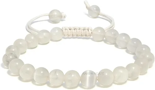 Vista 294 de Adjustable Crystal Bracelet – Gemstone Bead Bracelet with Adjustable Macrame String – Chic Gemstone Bracelet for Men and Women – 8mm Round Healing