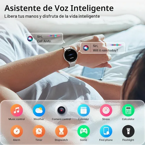 Vista 7 de [Usado] Reloj inteligente para mujer, pantalla AMOLED de 1.27 pulgadas con respuesta/llamada para iPhone/Android/Samsung, rastreador de actividad