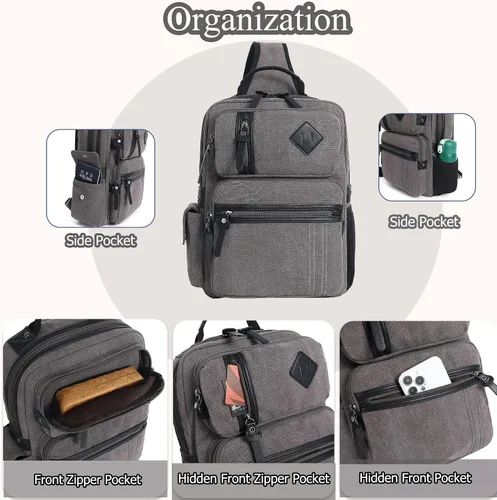 Vista 5 de Schkleier Bolsa de mensajero para hombre, bolsa cruzada de lona, mochila cruzada, bolsa de hombro para laptop, senderismo, mochilas casuales tácticas