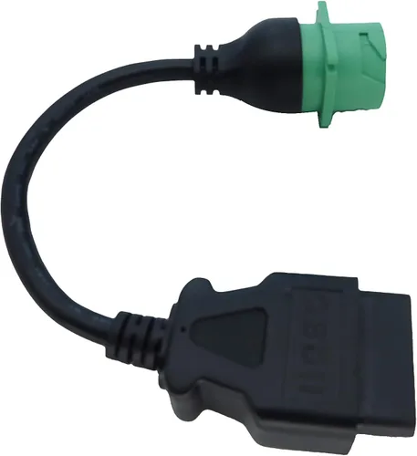 Vista 3 de Cable Adaptador OBD2 Macho a 9pin J1939 Hembra OBDII a Verde J1939