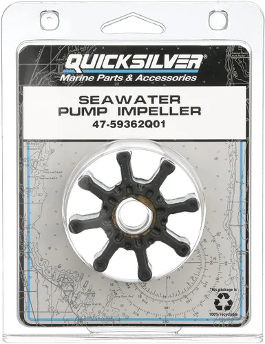 Vista 4 de Quicksilver 59362Q01 Impulsor de bomba de agua de mar para motores MerCruiser con montaje en motor, de dos piezas, carcasa de plástico