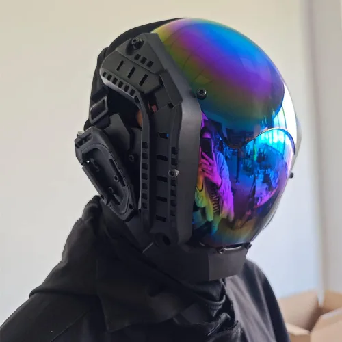 Vista 6 de Máscara punk cosplay para hombres, equipo mecánico de ciencia ficción, cosplay, máscara de Halloween, accesorios para fiestas y festivales de música