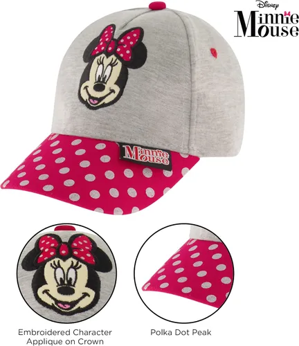 Vista 3 de Disney Gorra de béisbol, Minnie Mouse ajustable para niños de 2 a 4 años o niñas de 4 a 7 años