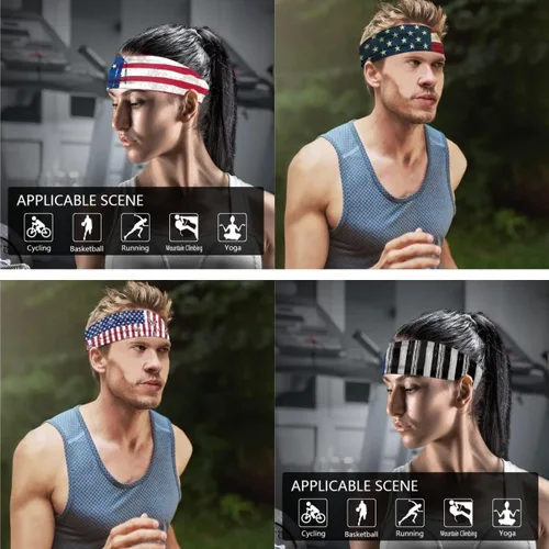Vista 5 de GLUDEAR Paquete de 4 diademas unisex para hombres y mujeres, con impresión 3D, para entrenamiento deportivo, de vaca, antideslizante, para correr