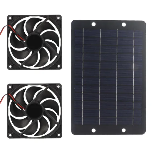Vista 5 de Kit de ventiladores de panel solar, ventilador doble alimentado por panel solar de 10 W y 12 V, ventilador a dos aguas portátil, ventilador