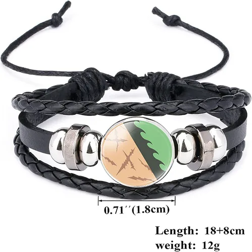 Vista 3 de MHTYYDS Demon Slayer - Pulsera de cuero con piedras preciosas para Shinazugawa Sanemi, diseño de kimetsu no Yaiba para niño y niña, decoración