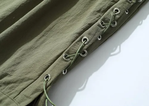 Vista 6 de Pantalones cortos de pirata para hombre, medievales, vikingos, navegantes, renacentistas, pantalones cortos de lino gótico para disfraz
