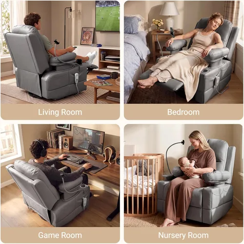 Vista 8 de MAMAZING Lullapod - Silla reclinable giratoria de triple motor, color gris gris (Urban Gray)
