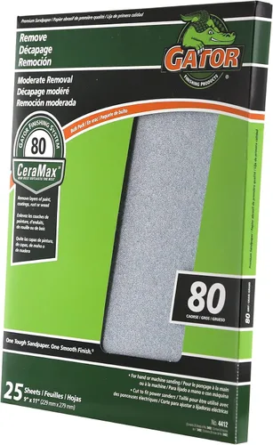 Vista 3 de Gator CeraMax - Hojas de lijado de cerámica de 9 x 11 pulgadas, grano 80, paquete de 25