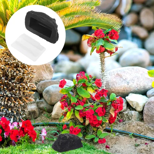 Vista 7 de Caja de llaves falsa de roca para exteriores, resistente a la intemperie, con amplio almacenamiento para jardín y césped