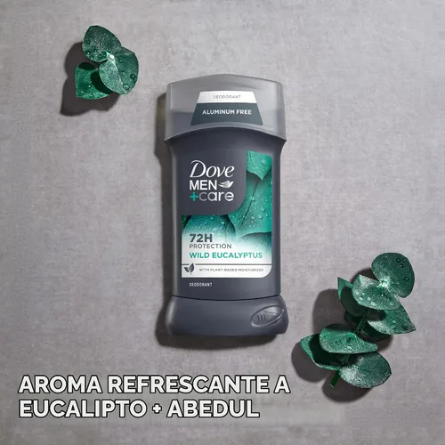 Vista 3 de DOVE MEN + CARE Paquete de 3 desodorantes de eucalipto silvestre sin aluminio para hombres, 3 onzas