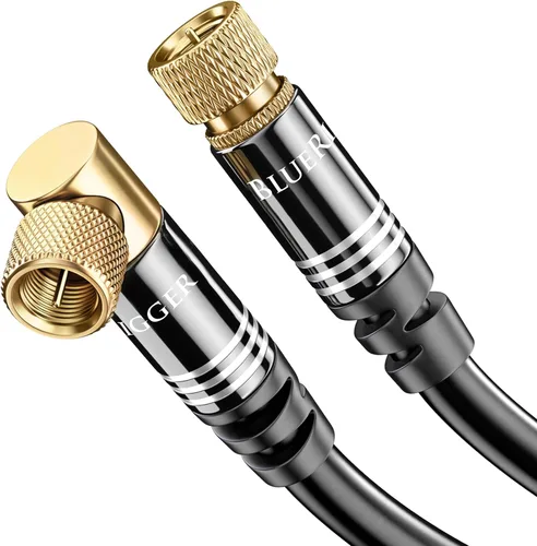 Vista 13 de Cable coaxial BlueRigger RG6 (1.5 pies, conector de 90° a conector de 90° con pin, chapado en oro, triple blindaje) – Cable coaxial de audio y video