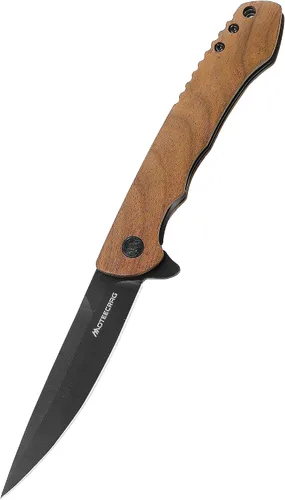 Vista 7 de Cuchillo de caballero con mango de madera, cuchillo de bolsillo abatible, rodamiento de bolas, cuchillo plegable, cuchillos EDC para hombres