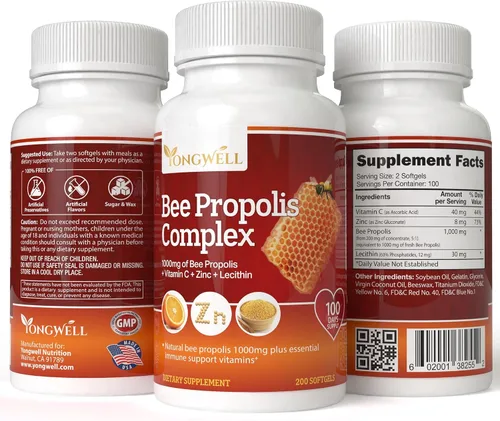 Vista 3 de Super Bee Propolis Complex Propóleo Alto Concentrado Propóleo (200 Cápsulas)