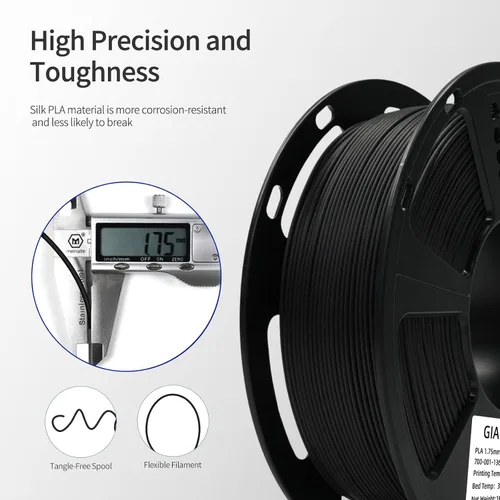 Vista 2 de GIANTARM Filamento de ácido poliláctico (PLA) para impresora 3D, carrete de 2.2 lbs, 0.07 in +/-0.001 in, 1080 pies por rollo, embalaje al vacío