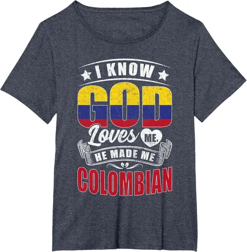 Vista 27 de Camiseta Colombia Flag God Loves Me Funny Colombians, Negro