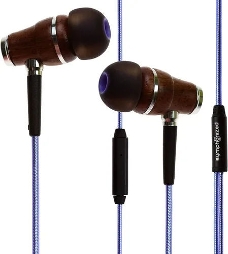 Vista 3 de Symphonized NRG 2.0 Auriculares de madera con cable, paquete de 48 unidades para la escuela. Sonido de estudio afinado y graves en auge, auriculares