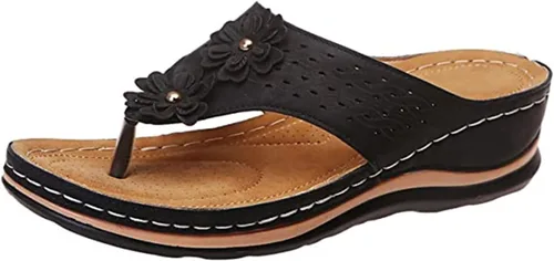Vista 130 de Ladmiple Sandalias ortopédicas florales de moda 2023 con soporte de arco, zapatillas romanas casuales con puntera abierta