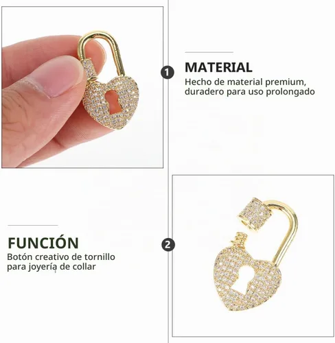 Vista 6 de EXCEART - Collar con diseño de corazón y ojo de cerradura de joyería, cierre de cadena ligero y compacto, accesorio delicado para proyectos