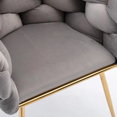 Vista 5 de Polibi Juego de 2 sillas simples de terciopelo de lujo, silla de acento moderna, taburete de tocador para dormitorio, hogar, mesa de manicura (gris)