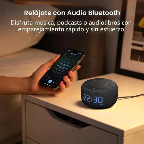 Vista 4 de BUFFBEE Reloj despertador con altavoz Bluetooth con radio FM, sonido de alta fidelidad, atenuador de rango completo, radio despertador enchufado