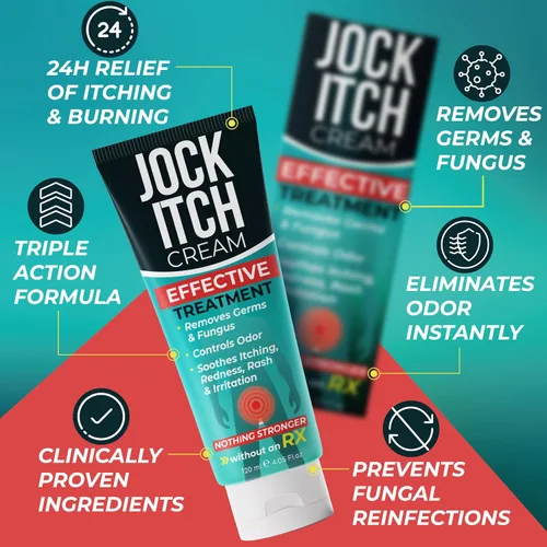 Vista 4 de Jock Itch Cream Tratamiento antifúngico extra fuerte para la ingle y los muslos internos Alivio para la picazón en la piel, tiña inguinal, tiña
