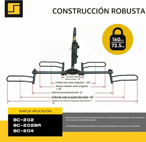 Vista 4 de Stromberg Carlson BC-204 Portabicicletas de Montaje en Plataforma de Servicio Pesado – Portador de Enganche Plegable para 4 Bicicletas, Se Adapta a