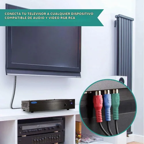 Vista 6 de RocketBus Componente Rojo Azul Verde RCA Plug Conector Cable Cable de Video para Monitor TV VCR Reproductor de DVD