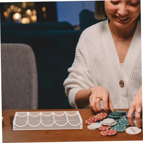 Vista 6 de El tenedor de la viruta del póquer de acrílico Cajas Multi-Grid Poker Chip Storage Scratch-resistente