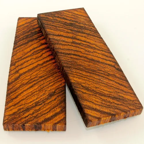 Vista 2 de Escalas de cuchillos de madera de cebra Bookmatched, mango en blanco exótico cuchillo escalas madera