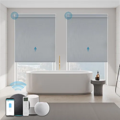 Vista 39 de Persiana Motorizada, Compatible con Homekit Thread-Enabled, Persianas Inteligentes 100% Opacas con Control Remoto, Persiana Enrollable Eléctrica
