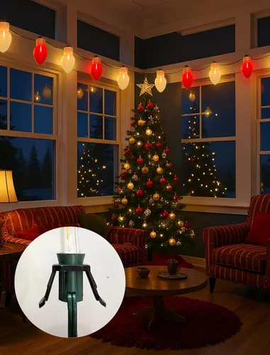 Vista 6 de Luces de Navidad Jumbo Rojas y Blancas de 16 Pies para Exteriores, Cadena de Bombillas LED Gigantes de Navidad para Árbol, Porche, Patio y Valla