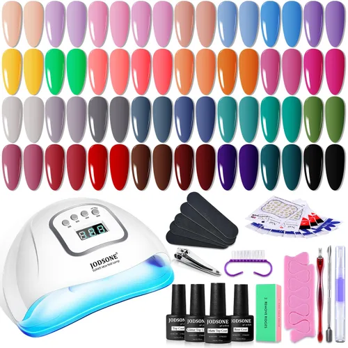 Vista 14 de JODSONE Juego de 23 esmaltes de uñas de gel con base, capa superior brillante y mate, multicolor, de larga duración, adecuado para todas